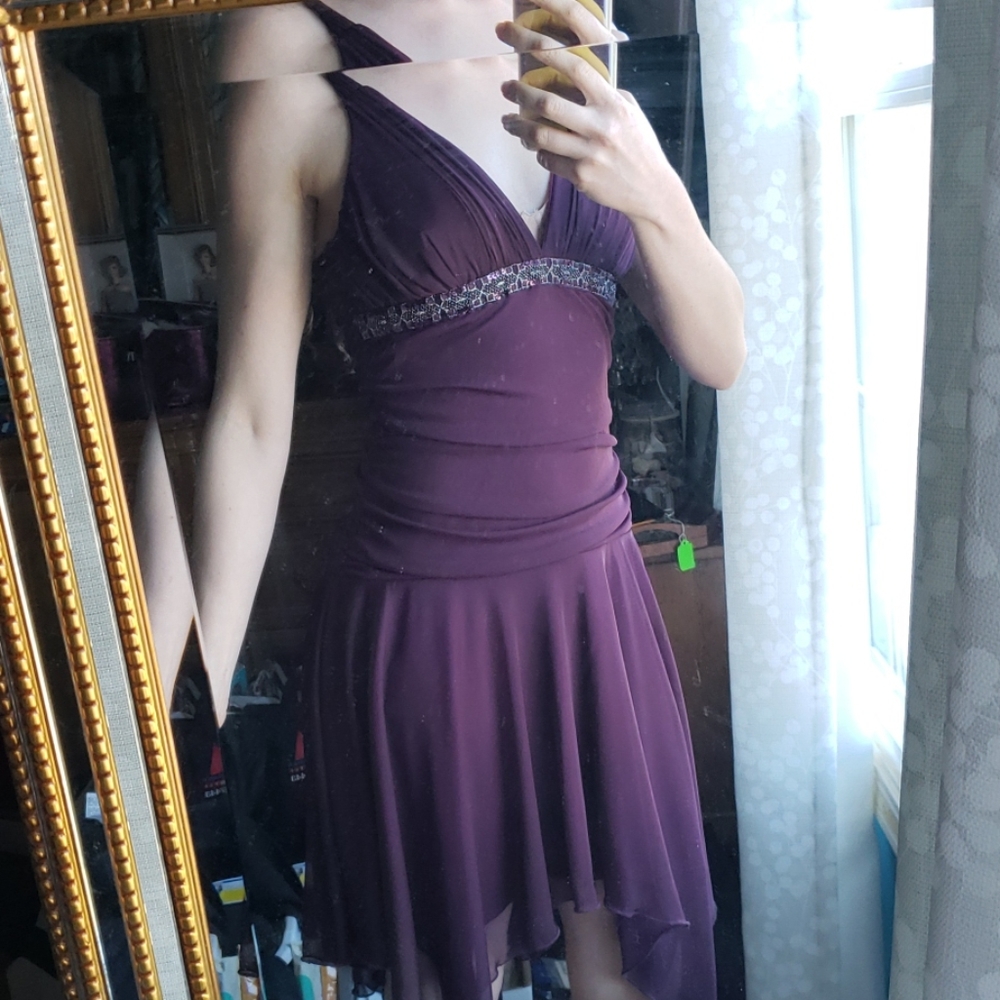 Sleeveless plum evening dress